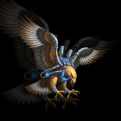 Naklejka premium Cybernetic Eagle Mascot with Steam Exhaust – Futuristic Mecha Bird Vector Illustration