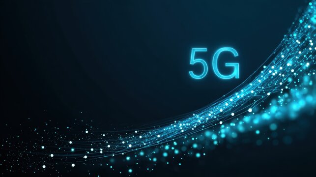 5G or 6G dot line mobile technology. Wireless data network and connection technology concept. high-speed, futuristic background. vector design. - Powered by Adobe