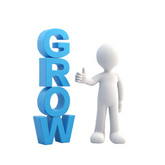 Growth Concept with Thumbs Up Figure on Transparent Background
