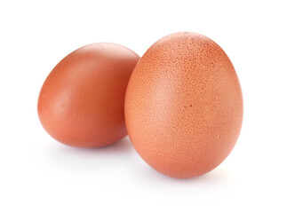 Two raw chicken eggs isolated on white