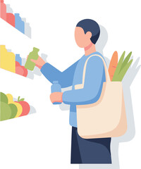 Grocery Shopping Flat Illustration – Modern Lifestyle Vector Design