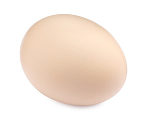 One raw chicken egg isolated on white