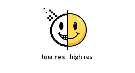 Pixelated to Perfection: A Resolution Evolution Depicting Happy Smiley Transformation