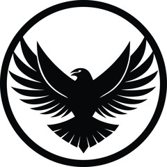 Majestic soaring eagle in a circular emblem logo design