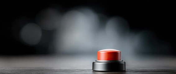 Hand interacts with a vibrant red button, creating a moment of anticipation and intrigue in a minimalist environment