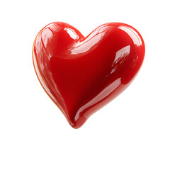 Glossy red heart against a stark black background