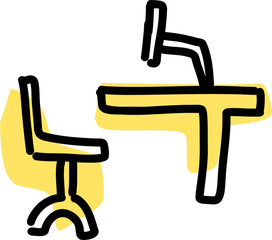 Simple digital drawing of an office desk and chair, suitable for webpage headers or business presentations.