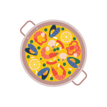 paella dish top view, seafood, yellow clip art preview