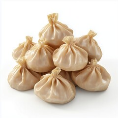 Dimsum oriental traditional steamer food, isolated white