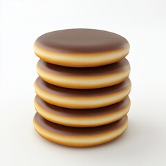 Dorayaki stack traditional Japanese pancake, isolated white