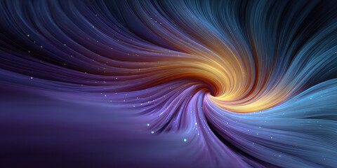 Fototapeta premium Abstract cosmic vortex with glowing colorful light trails and stars