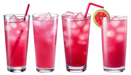 Summer Cocktail Collection &ndash; Refreshing Pink Drinks with Ice and Citrus for Beverage Branding and Menu Design
