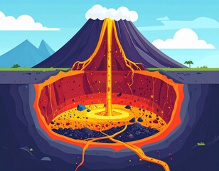 Cross-Section of a Volcano Diagram