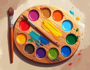 Art Class Paint Palette and Brushes
