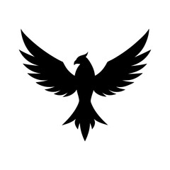 Fototapeta premium Bird with spread wings silhouette graceful flying creature vector minimal symbol design with white background