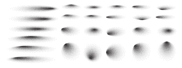 Round noise shadow background with element paint, grain spray and dot. Gradient pixel vector and geometric gradation. Spot texture or abstract tattoo design.