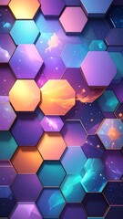 Abstract hexagons in vibrant colors