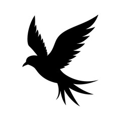 Obraz premium Flying bird silhouette elegant winged animal symbol vector clean minimal design with white background
