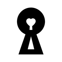Keyhole with heart symbol silhouette love and protection concept vector minimal design with white background