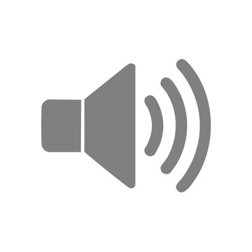 Gray speaker icon with sound waves, symbolizing audio volume and broadcast