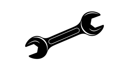 Detailed Black and White Spanner Illustration on a White Background for Industrial Projects