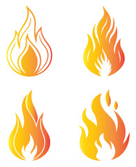Fire Flame Icons Set – Burning Symbol Collection