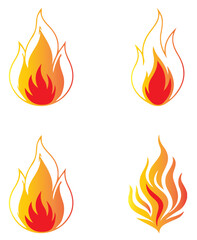 Fire Flame Icons Set – Burning Symbol Collection