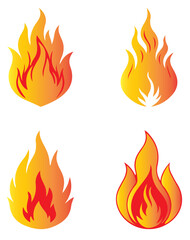Fire Flame Icons Set – Burning Symbol Collection