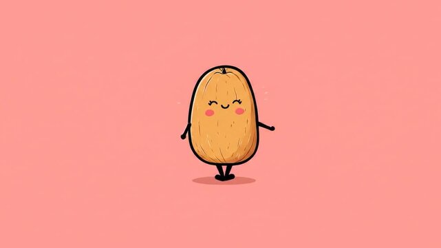 Animated potato character on pink background cheerful cartoon illustration