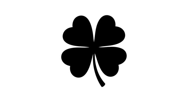 Four-leaf clover silhouette,symbolizing prosperity, luck and irish heritage in simple design - Powered by Adobe
