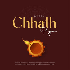 Happy Chhath puja post and greeting card design. Chhath parv celebration creative flyer template vector illustration