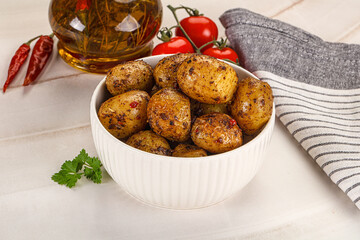 Baked mini potato with herbs