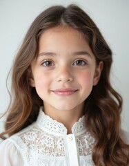 Fototapeta premium Young girl portrait for identification purpose. Clean background, soft lighting, neutral expression. Suitable for documents, profiles, and personal records.