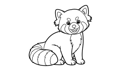 Adorable red panda outlined illustration ideal for coloring books and learning materials