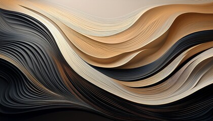 Elegant Abstract Waves Beige and Dark Grey Background for Modern Design Projects