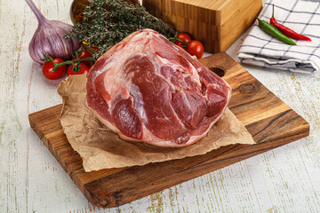 Raw pork knuckle for cooking