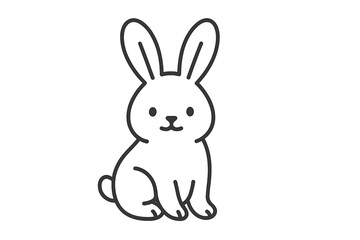 Obraz premium Cute minimalistic thin line outline icon of a little rabbit sitting. Simple linear stroke vector illustration with transparent background for kids, pets, animals design