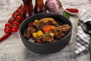 Gourmet Oxtail beef soup with vegetables