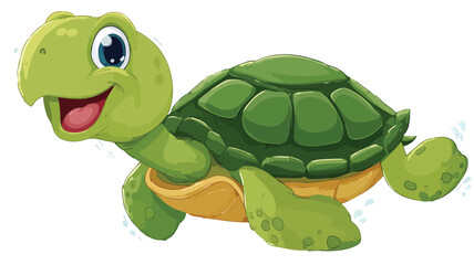 Obraz premium Cheerful Green Cartoon Turtle Smiling Happily - Professional Stock Photo