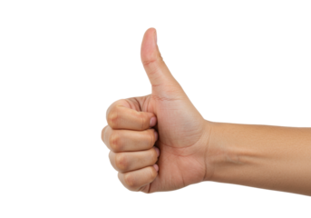 Isolated hand making thumbs up gesture, sign of approval, excellent achievement or agreement