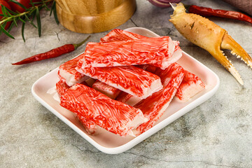 Red crab meat stick surimi