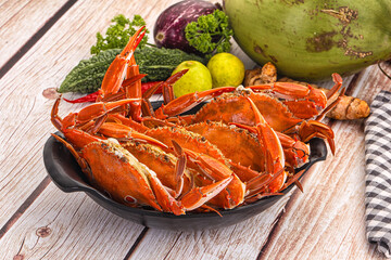 Hot fresh Boiled red crab