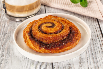 Homemade cinnabon swirl pastry with cinnamon