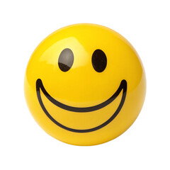 Fototapeta premium A bright yellow smiley face ball isolated on a transparent background