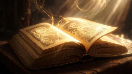 Obraz premium Mystical Illuminated Tome - Ancient Knowledge and Magic.