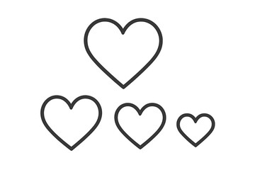 Trendy minimalistic vector illustration of a group of outlined hearts in various sizes symbolizing love, romance, health, Valentine's Day, and wedding concepts for design and decoration