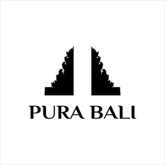 Balinese pura temple vector illustration logo design with traditional hindu culture symbol indonesia architecture spiritual religion ceremony celebration landmark and holiday graphic art