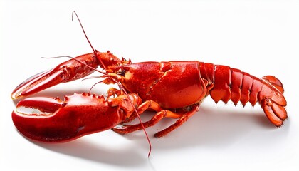 cooked atlantic lobster on a white background