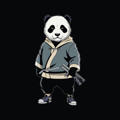 Fototapeta premium Streetwear panda illustration