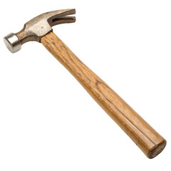 A claw hammer with a wooden handle, isolated on a transparent background